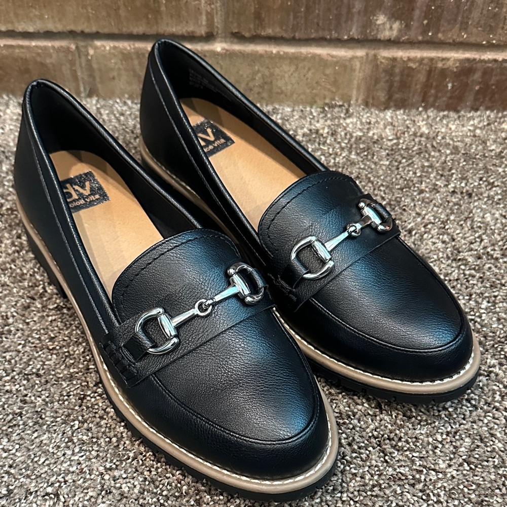 DV by Dolce Vita Black Loafers with Silver Accents